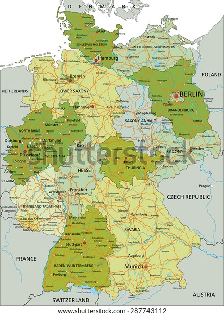 Germany Highly Detailed Editable Political Map Stock Vector (Royalty ...