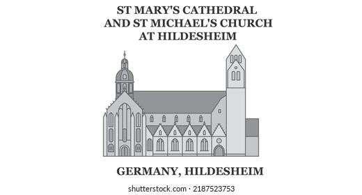 Germany, Hildesheim city skyline isolated vector illustration, icons