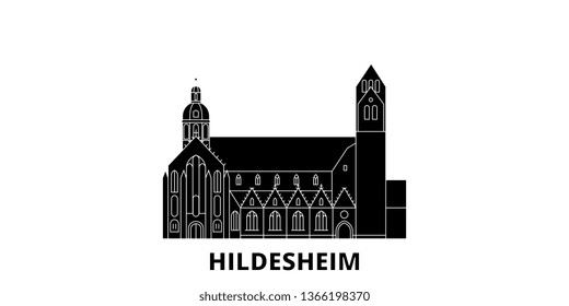 Germany, Hildesheim flat travel skyline set. Germany, Hildesheim black city vector illustration, symbol, travel sights, landmarks.