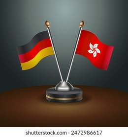 Germany and Hong Kong table flags relation with gradient backgrund. Vector Illustration