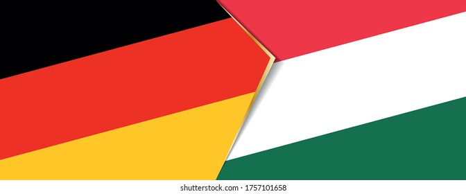 Deutschland und Ungarn Flaggen, zwei Vektorflaggen Symbol für Beziehung oder Konfrontation.