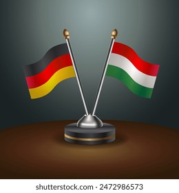 Germany and Hungary table flags relation with gradient backgrund. Vector Illustration