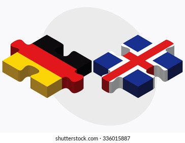 Germany and Iceland Flags in puzzle isolated on white background