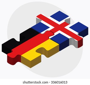 Germany and Iceland Flags in puzzle isolated on white background