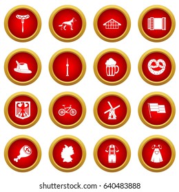 Germany icon red circle set isolated on white background