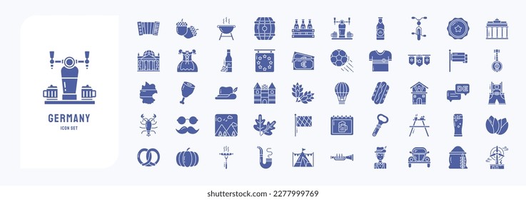 Germany icon set, including icons like Accordion, Acorn, Beer Box, Barrel and more
