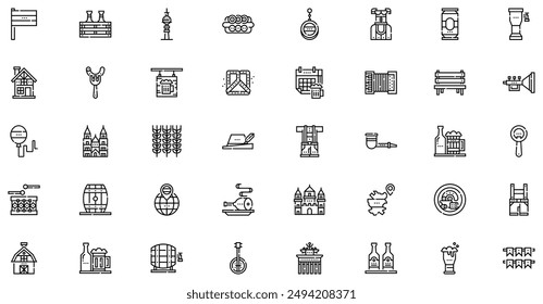 La colección Germany Icons es una Ilustración vectorial con trazos editables, que ofrece versatilidad y personalización. Perfecto para diversas necesidades de diseño, incluye gráficos de alta calidad.