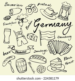 Germany icons doodle set