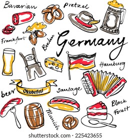 Germany icons doodle set