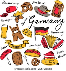 Juego de doodle con iconos de Alemania