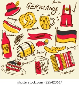 Germany icons doodle set