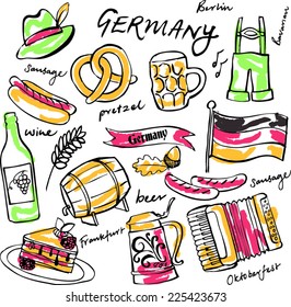 Germany icons doodle set