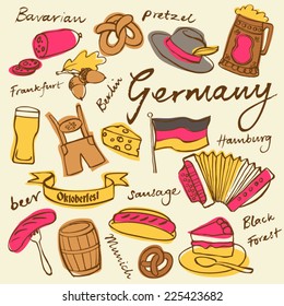 Germany icons doodle set