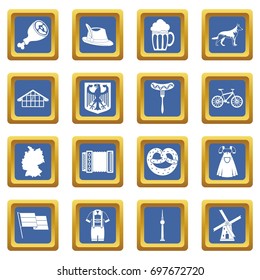Germany icons set in blue color isolated vector illustration for web and any design