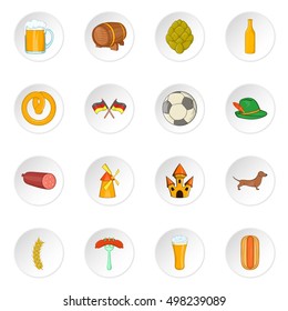 Germany icons set. Cartoon illustration of 16 germany vector icons for web