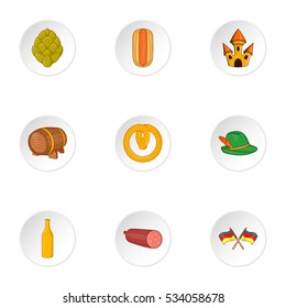 Germany icons set. Cartoon illustration of 9 Germany vector icons for web