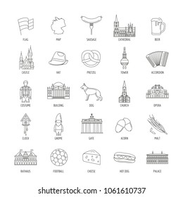 Germany icons set. Outline Germany vector icons set for web design isolated on white background