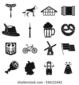 Germany icons set. Simple illustration of 16 Germany travel items vector icons for web
