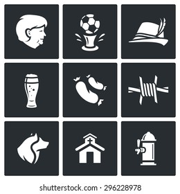 Germany icons set. Vector Illustration.
Isolated Flat Icons collection on a black background for design