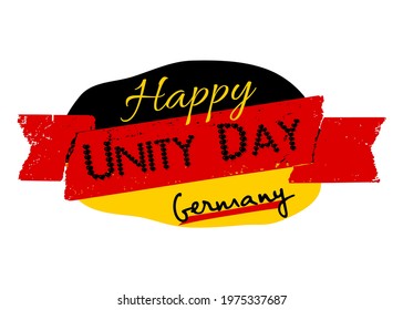 Germany Independence day on October 3rd. Happy German Unity Day or Tag Der Deutschen Einheit. National holiday in Germany on third of Oktober. Patriotic flag background with bright celebration text.