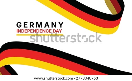 Germany Independence Day Ribbon Background with Black Red Yellow Wavy Flag Design