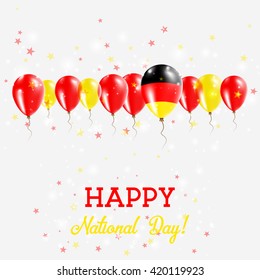 Germany Independence Day Sparkling Patriotic Poster. Happy Independence Day Card with Germany Flags, Confetti, Stars, Bokeh and Glitter.