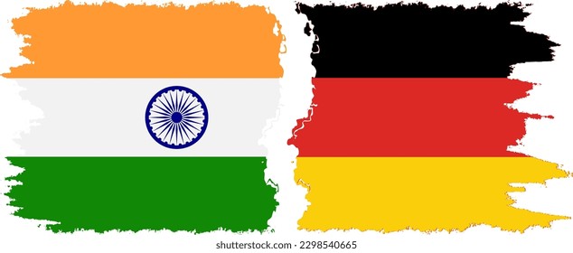 Germany and India grunge flags connection, vector