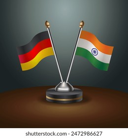 Germany and India table flags relation with gradient backgrund. Vector Illustration