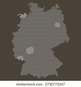 Alemanha Mapa de Geografia Industrial com Densidade de Mapa de Calor de População Pontilhada. Mapa pontilhado da Alemanha.