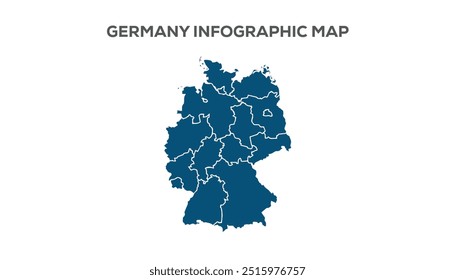 Germany Infographic Map, Very high resolution Germany map, isolated on white background. Infographic, Flat Earth, Globe similar worldmap icon. annual report, Travel worldwide, map silhouette backdrop.