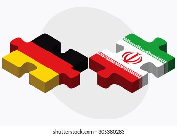Germany and Iran Flags in puzzle isolated on white background