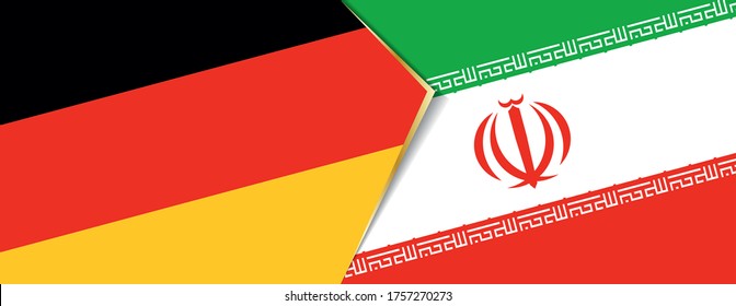 Germany and Iran flags, two vector flags symbol of relationship or confrontation.