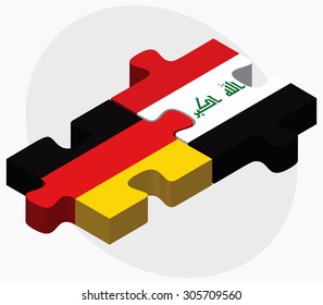 Germany and Iraq Flags in puzzle isolated on white background
