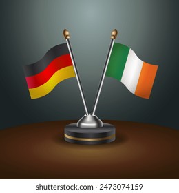 Germany and Ireland table flags relation with gradient backgrund. Vector Illustration
