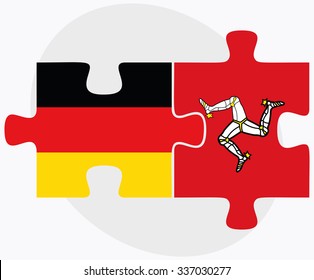 Germany and Isle of Man Flags in puzzle isolated on white background