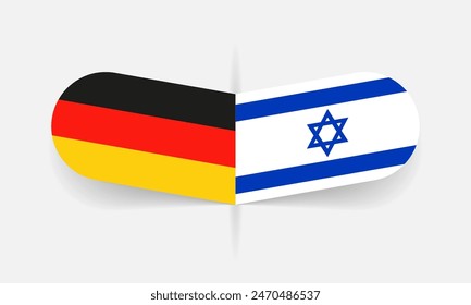 Germany and Israel flags. Israeli and German flag, national symbol design. Vector illustration.
