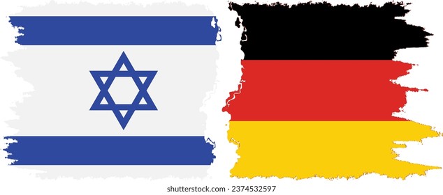 Germany and Israel grunge flags connection, vector