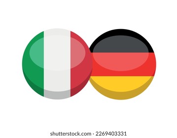 Germany and Italy flag isolated on white background. German-Italian conversation concept. Learn languages. Vector stock