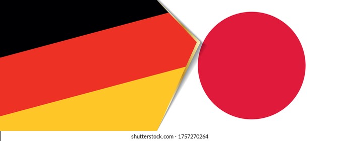 Deutschland und Japan Flaggen, zwei Vektorfahnen Symbol für Beziehung oder Konfrontation.