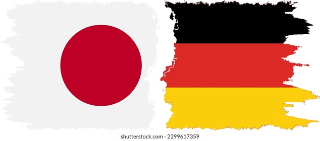 Germany and Japan grunge flags connection, vector