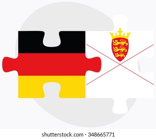 Germany and Jersey Flags in puzzle isolated on white background
