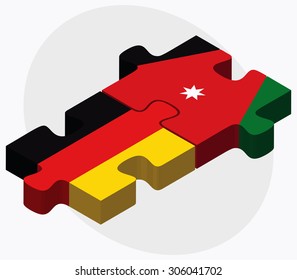 Germany and Jordan Flags in puzzle isolated on white background