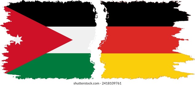 Germany and Jordan grunge flags connection, vector