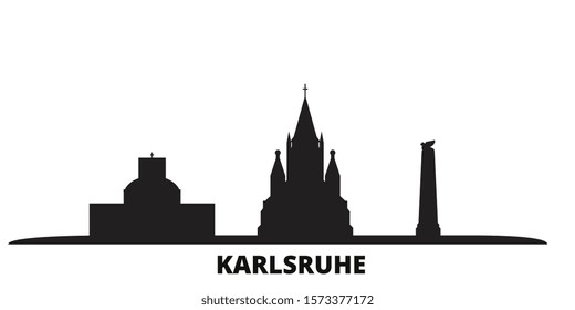 Germany, Karlsruhe city skyline isolated vector illustration. Germany, Karlsruhe travel black cityscape