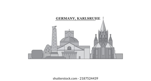 Germany, Karlsruhe city skyline isolated vector illustration, icons