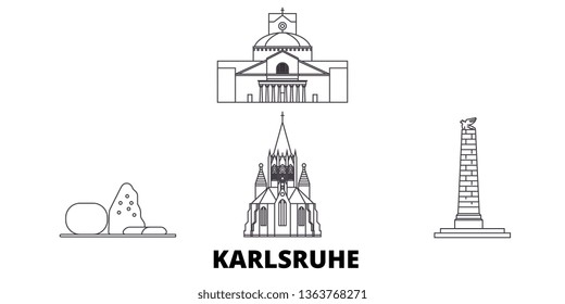 Germany, Karlsruhe line travel skyline set. Germany, Karlsruhe outline city vector illustration, symbol, travel sights, landmarks.