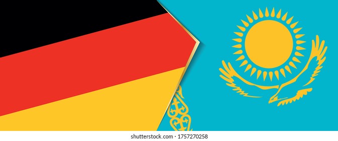 Deutschland und Kasachstan Flaggen, zwei Vektorflaggen Symbol für Beziehung oder Konfrontation.