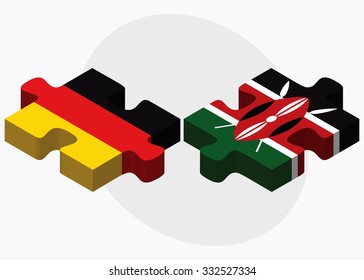 Germany and Kenya Flags in puzzle isolated on white background