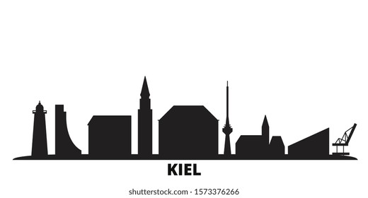 Germany, Kiel city skyline isolated vector illustration. Germany, Kiel travel black cityscape