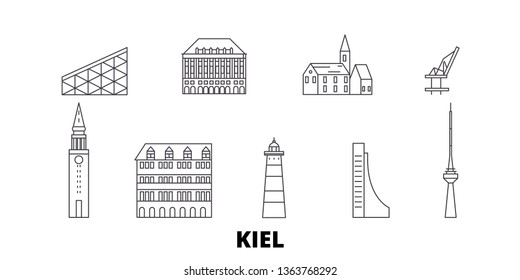 Germany, Kiel line travel skyline set. Germany, Kiel outline city vector illustration, symbol, travel sights, landmarks.